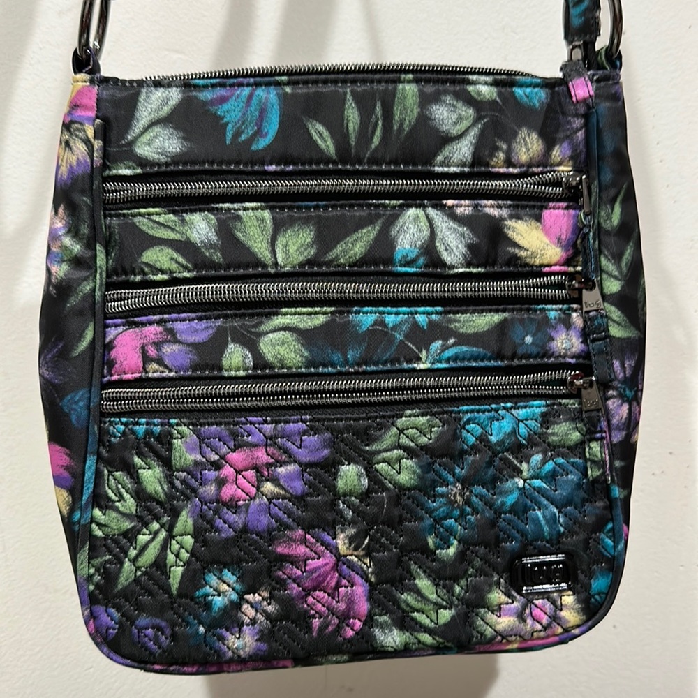 Lug Floral Crossbody Bag - Black and Multicolor